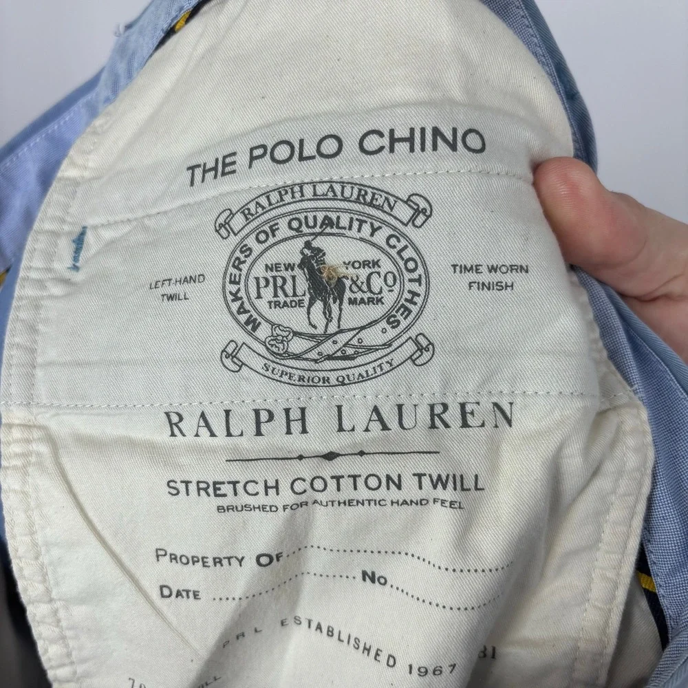 Polo Ralph Lauren Chino Pants Mens 35x32 Blue Twill Stretch Straight Fit Preppy